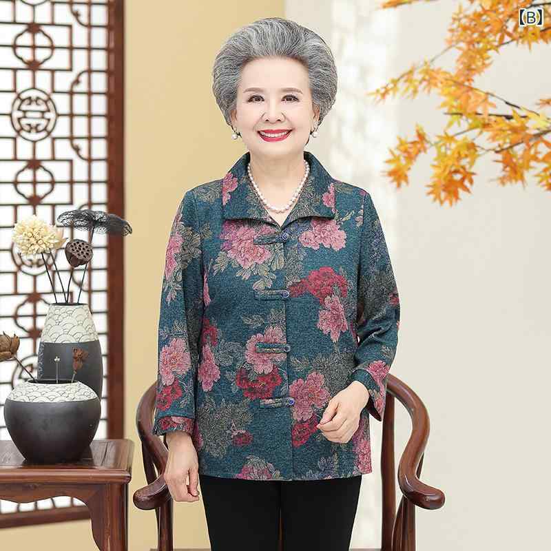 シャツ レディース シニア ママ 60代 70代 春秋 長袖 花柄 アウター セットアップ ポケット付き 開襟 レギュラーフィット ポリエステル 上品 エレガント 普段使い お出かけ カジュアル narukimar-10487579 naruki サンプル画像2