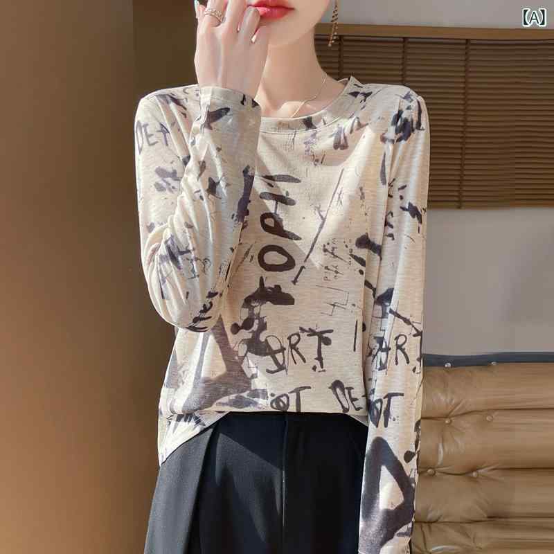 トップス レディース 女性用 春夏 カジュアル 絞り染め プリント グラデーション 丸首 ラウンドネック ..