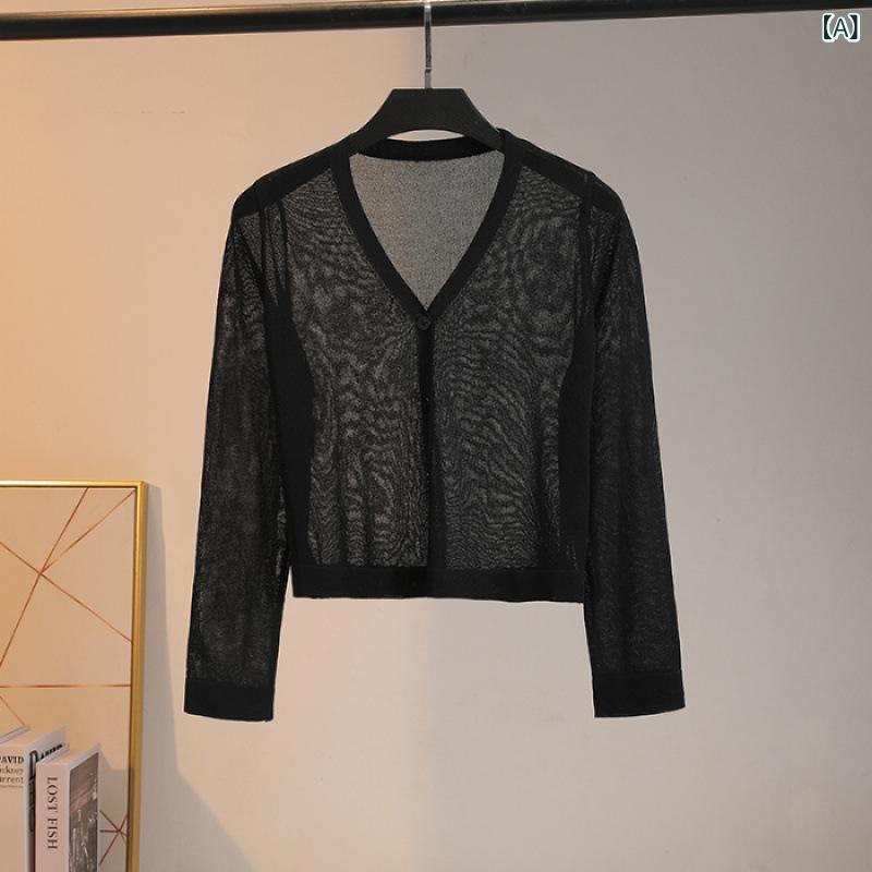 カーディガン レディース 女性用 春夏 接触冷感 ノースリーブ 薄手 ショート丈 ポリエステル ゆったり ..