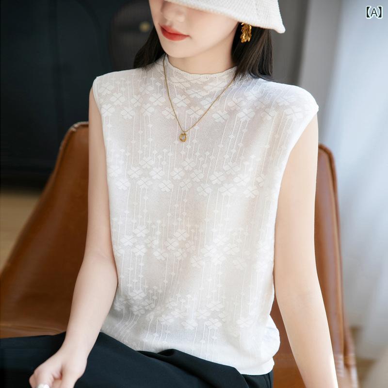 ニット レディース 上品 透かし編み ジャカード織り 半袖 薄手 ゆったり オーバーサイズ 体型カバー トップス ポリエステル 伸縮性 きれいめ カジュアル 普段使い 春夏 オフホワイト ピンク ブラック