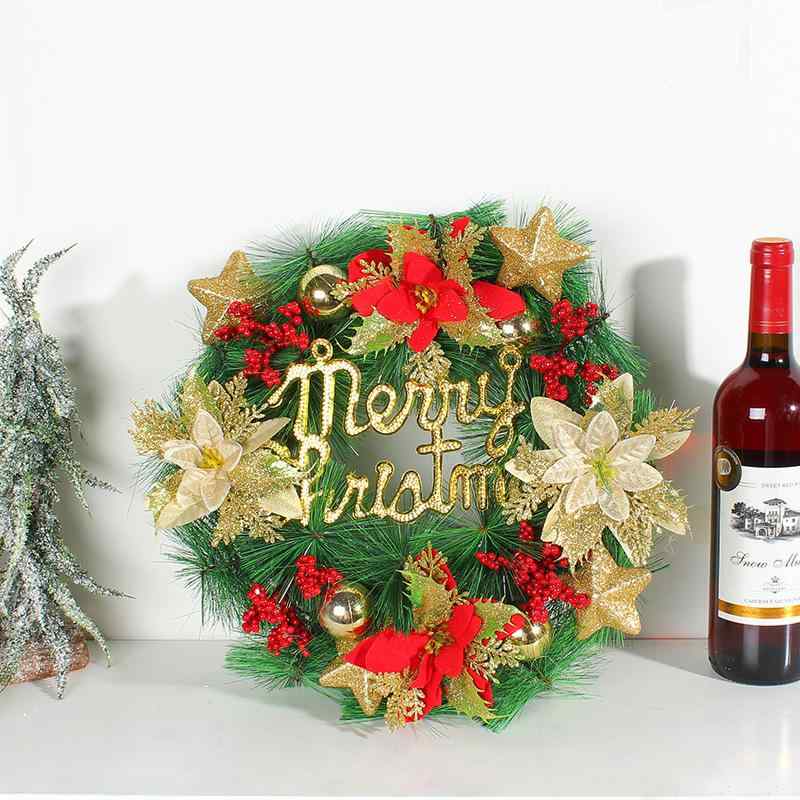 リース クリスマス アルファベット 文字 人工松葉 フェイクグリーン 松ぼっくり 35cm ドア飾り 壁掛け ショーウィンドウ 店舗 ディスプレイ デコレーション