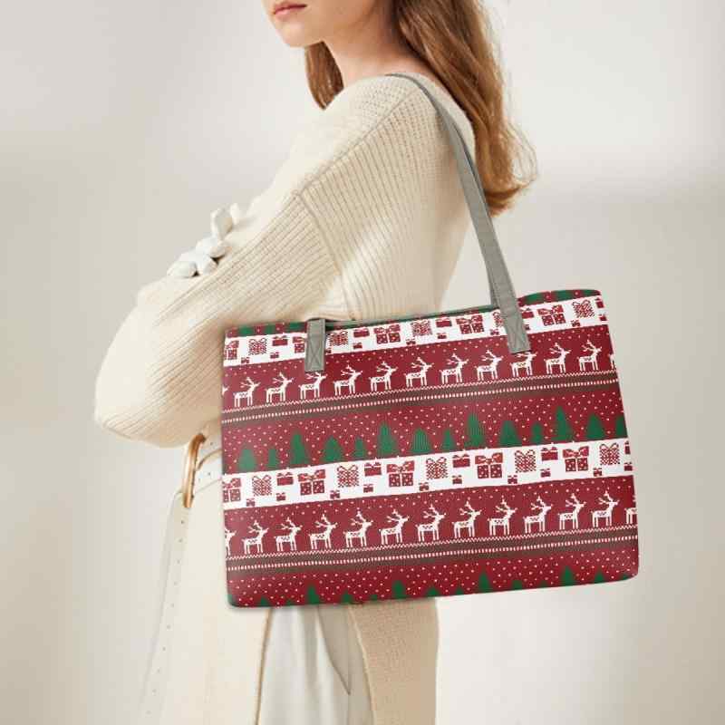 Rakuten - バッグ レディース ハンドバッグ ショルダーバッグ スクエア型 PUレザー クリスマス デジタルプリント ファスナー開閉 内ポケット付き デイリーユース 普段使い お出かけ カジュアル ミディアムサイズ 鞄