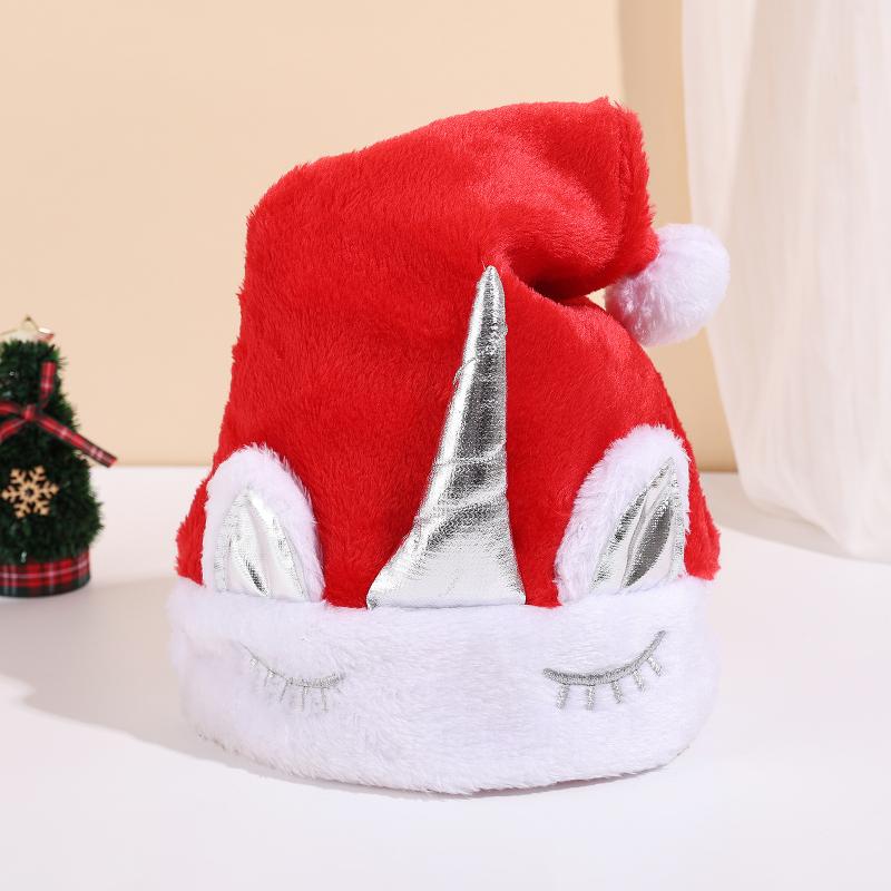 帽子 クリスマス ユニコーン サンタ帽 金色 銀色 グッズ 小道具 パーティー イベント 仮装 コスプレ 装飾 デコレーション オーナメント 記念撮影 布製