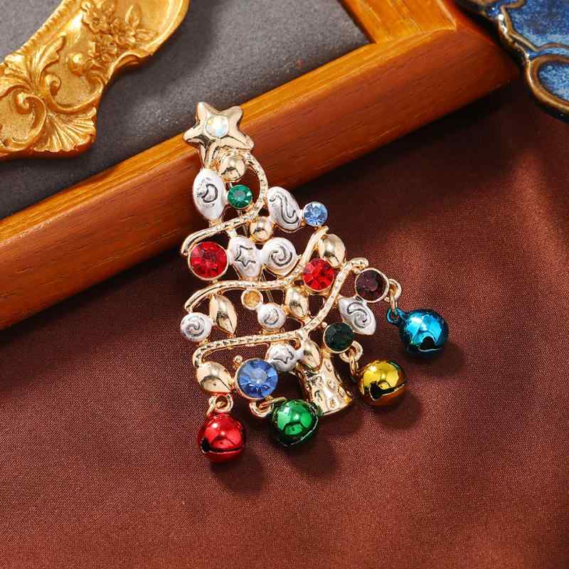 ブローチ ユニセックス クリスマスツリー 鈴 雪だるま カラフル ラインストーン かわいい おしゃれ レ..