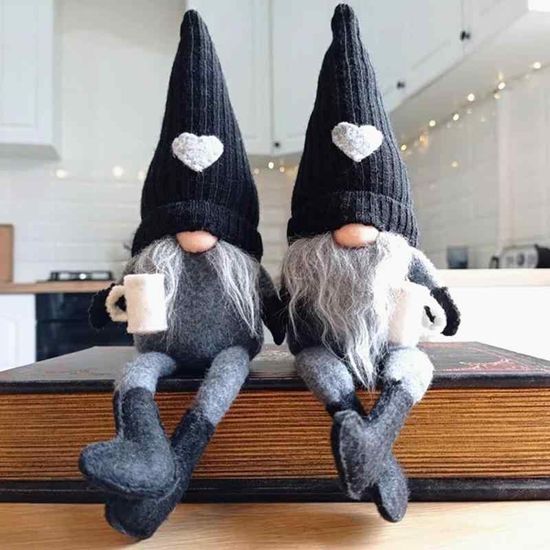 クリスマス飾り ニット 足ぶら 顔なしドール コーヒーカップ マグカップ用 卓上デコレーション オブジェ 冬 ギフト プレゼント かわいい インテリア雑貨 男女向け 黒 カーキ