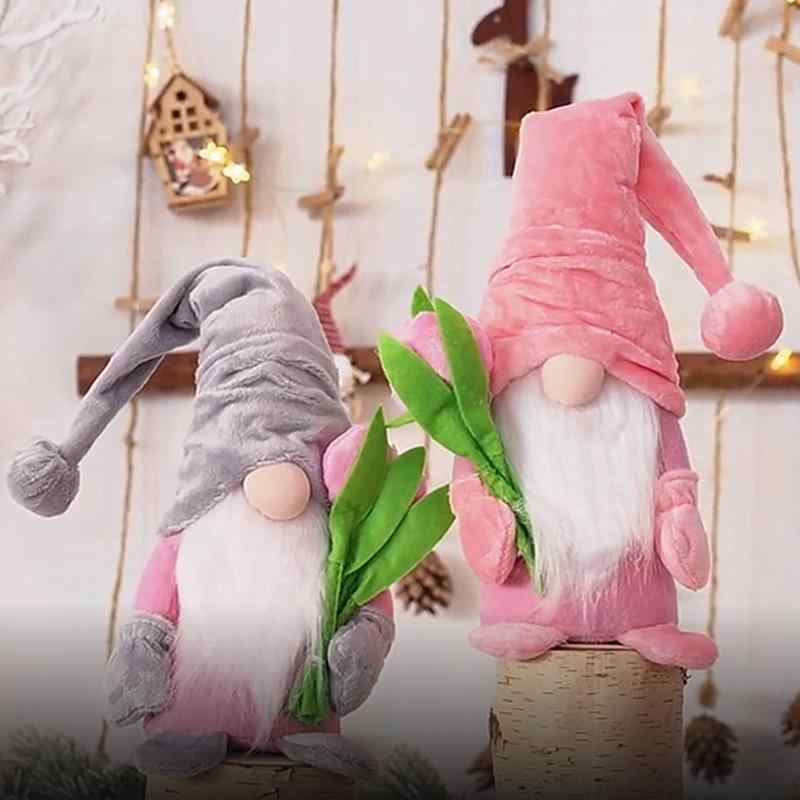 置物 チューリップ ドール 人形 布製 ファブリック かわいい スリム型 グレー ピンク クリスマス 母の日 バレンタインデー 誕生日 ギフト プレゼント インテリア 卓上 窓辺 デコレーション オブジェ