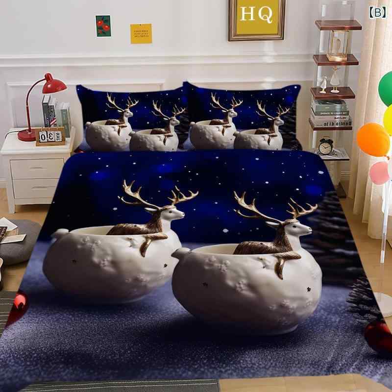 寝具カバーセット クリスマス 3Dデジタルプリント ポリエステル 幾何学模様 ヨーロ...