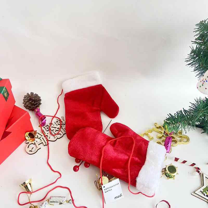 手袋 キッズ 大人兼用 クリスマス レッド ベロア グローブ ポリエステル パーティー 発表会 イベント 衣装 コスプレ 小物 飾り付け 光沢 高級感 秋冬の商品画像