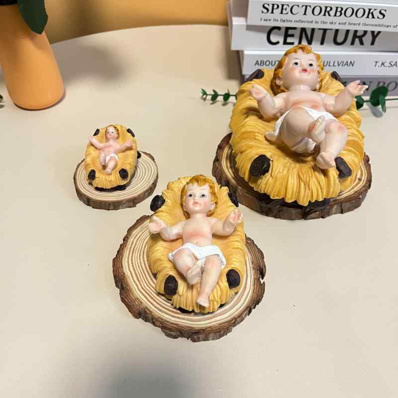 クリスマス 置物 キリスト降誕 聖嬰イエス 馬小屋 飼い葉桶 プレゼピオ 樹脂製 オブジェ 彫刻 フィギュア ディスプレイ デコレーション