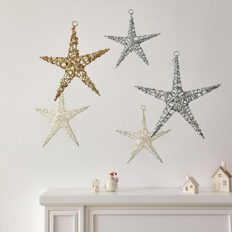 クリスマス オーナメント アイアン製 グリッター 星 ヒトデ 店舗用 ショーウィンドウ 天井 吊り下げ ディスプレイ デコレーション