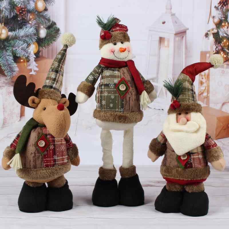 Rakuten - クリスマス飾り 伸縮 昇降式 高さ調節 サンタクロース 雪だるま トナカイ かわいい 布製 ファブリック 置物 マスコット ドール オブジェ インテリアデコレーション プレゼント