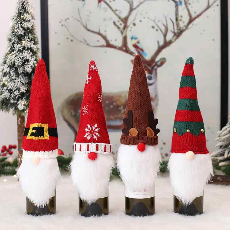 クリスマス装飾 ニット ボトルカバー シャンパン ワイン サンタ ホテル レストラン 店舗用 業務用 かわいい おしゃれ ポリエステル製 デコレーション