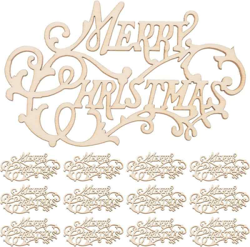 クリスマスオーナメント 木製タグ 吊り下げ飾り メリークリスマス 文字 レター DIY 手作り素材 無地 デコレーション クリスマスツリー装飾 パーティーイベント 10枚組