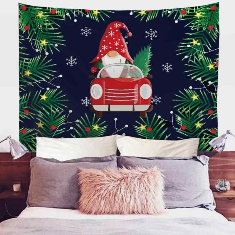 タペストリー クリスマス サンタクロース柄 プリント インテリア ウォールデコレーション 部屋飾り ポリエステル 長方形 軽やか ラグジュアリー感 リビング 寝室 ベッドサイド