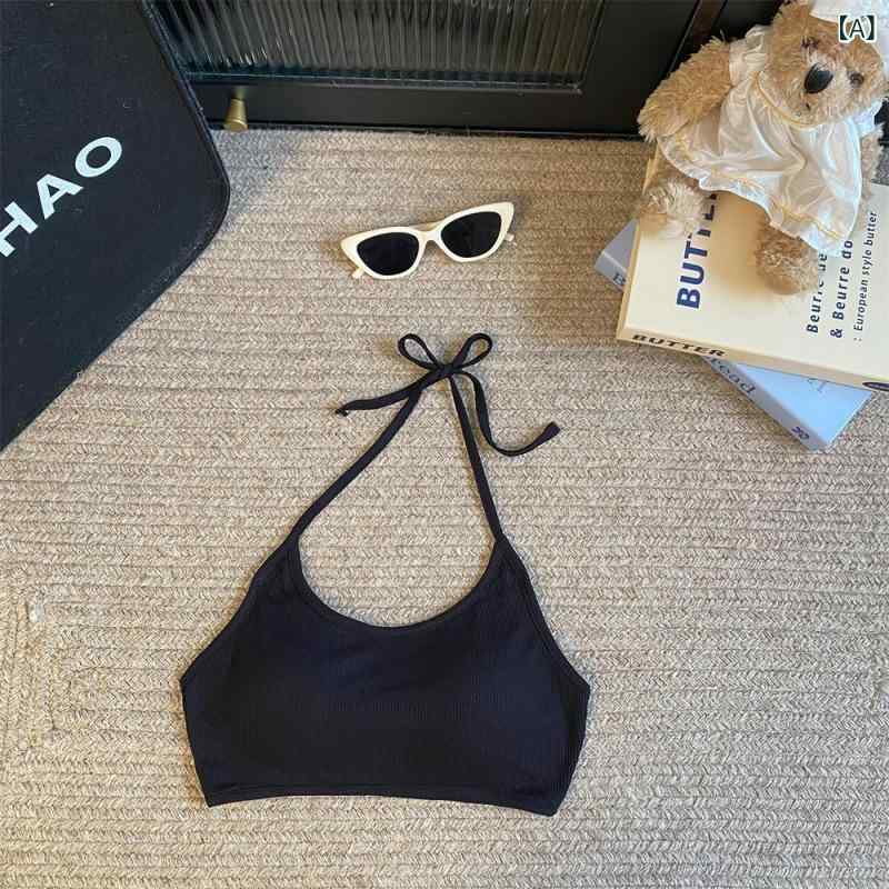 トップス レディース ホルターネック カップ付き ブラトップ インナー キャミソール ベアトップ 接触冷感 普段使い ルームウェア ブラック ホワイト グレー ワインレッド ローズピンク 春夏