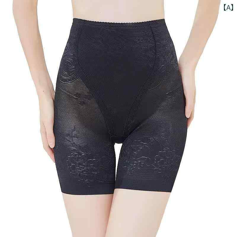 ガードル レディース ハイウエスト 体型補正 お腹引き締め ヒップアップ レース 透け防止 インナーショートパンツ 薄手 ナイロン素材 ブラック ベージュ