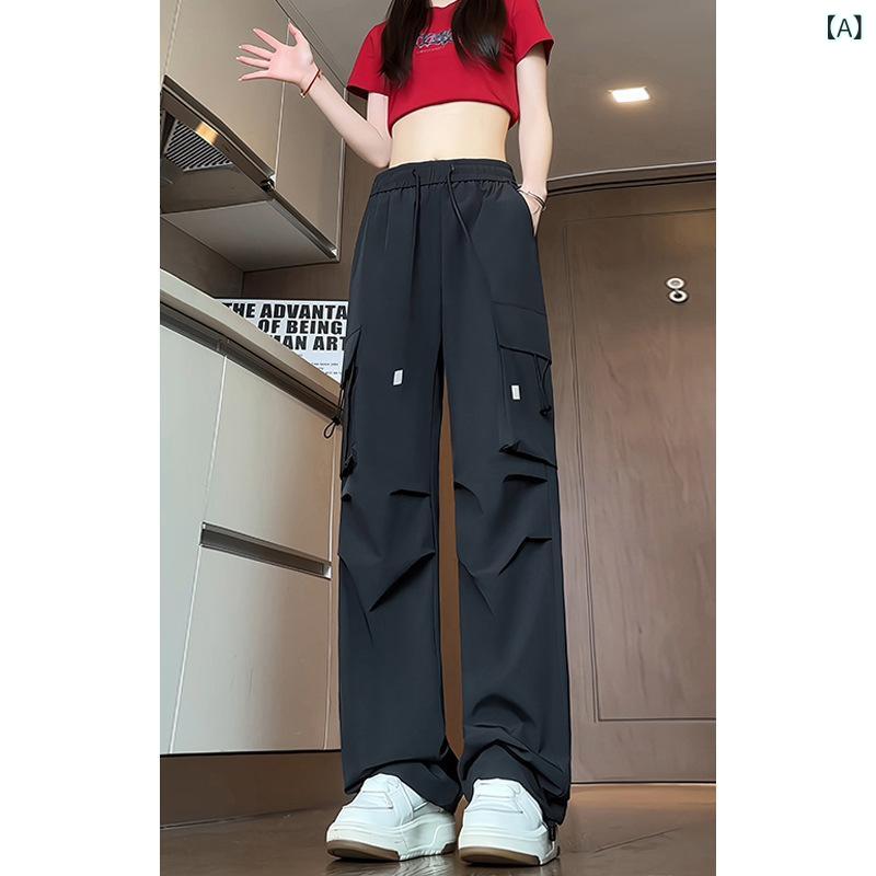 Rakuten - パンツ レディース アメリカン ストリート ゆったり ストレート ワーク カジュアル スポーツ アウトドア カーゴパンツ ロング丈 多機能 ポケット 微ストレッチ 春秋