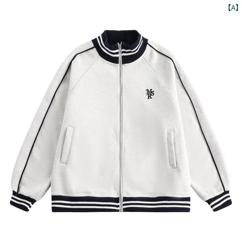 スウェット レディース 春秋 ベースボールジャケット スタンドカラー ブルゾン アメカジ ゆったり オーバーサイズ リラックス感 カジュアル 着回し ポリエステル