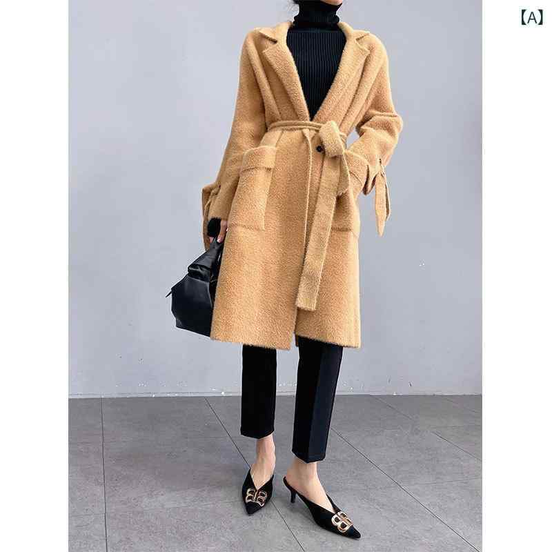 コート レディース 秋冬 厚手 フェイクファー メルトン調 アウター セーラーカラー ロング丈 ゆったり ビッグシルエット 着痩せ スタイルアップ 上品 エレガ...