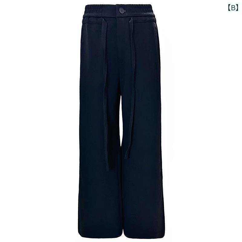 ボトムス レディース ハイウエスト ワイドシルエット アメリカンレトロ ゆったり リラックスフィット ドレープ感 細見え 体型カバー ロング丈 コットン ポリエステル イージーケア 普段使い カジュアル 春夏 ブラック