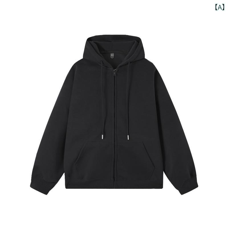 パーカー 男女兼用 ジェンダーレス メンズ ジップアップ フーディ ゆったり オーバーサイズ 無地 アメリカン カジュアル シンプル カップル ペア 綿混 秋冬