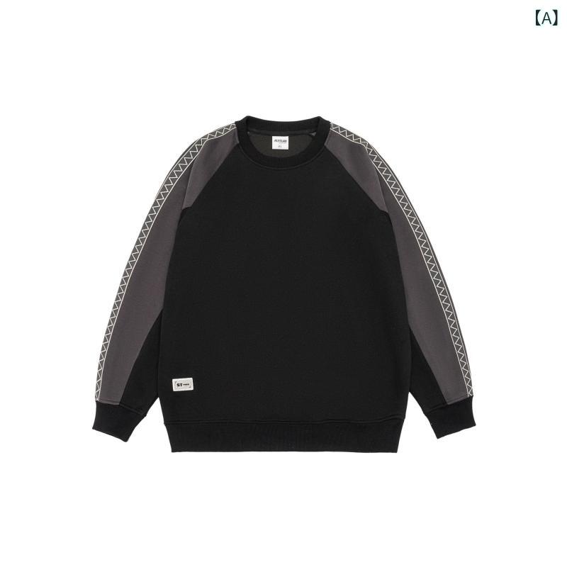 Rakuten - スウェット トレーナー メンズ アメカジ アメリカンレトロ ラグランスリーブ 配色 切り替え クルーネック 長袖 ゆったり オーバーサイズ ビッグシルエット カジュアル 普段着 綿 コットン 秋冬