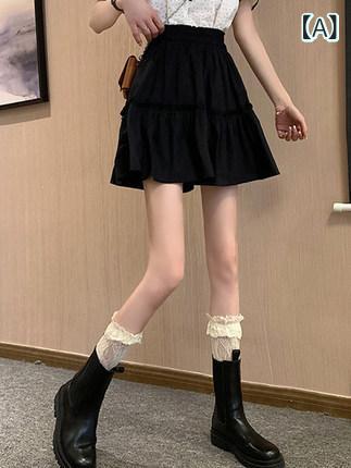 Other - スカート レディース 女性用 小柄向け 春秋 ハイウエスト Aライン ミニ プリーツ フレア 無地 フェミニン かわいい プリンセス風 ロマンティック お出かけ 普段使い