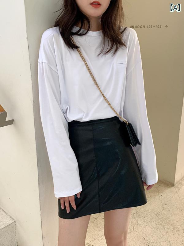 スカート レディース 女性用 ボトムス フェイクレザー PUレザー ミニ丈 ショート丈 Aライン ハイウエスト タイト 細見え 着痩せ 上品 エレガント 韓国ファッション 微ストレッチ シワになりにくい 春秋