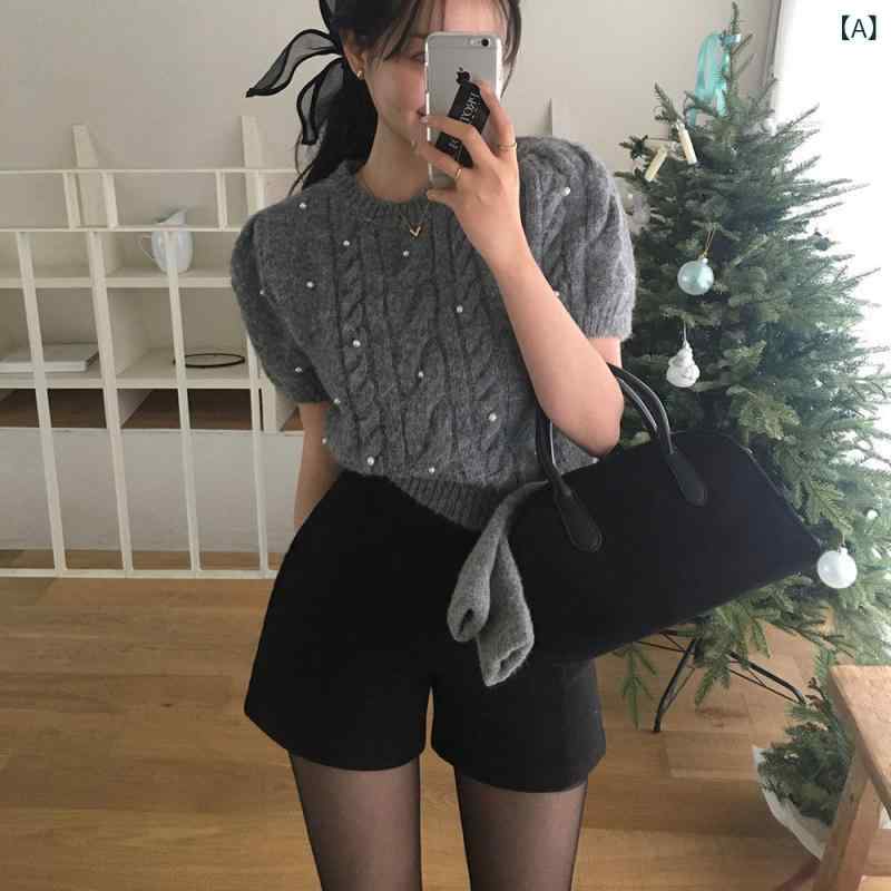 ショートパンツ レディース グレー ポリエステル メルトン素材 秋冬 ハイウエスト 細見え効果 美尻 スリム 韓国ファッション カジュアル ストレート ストレッチ インナーパンツ