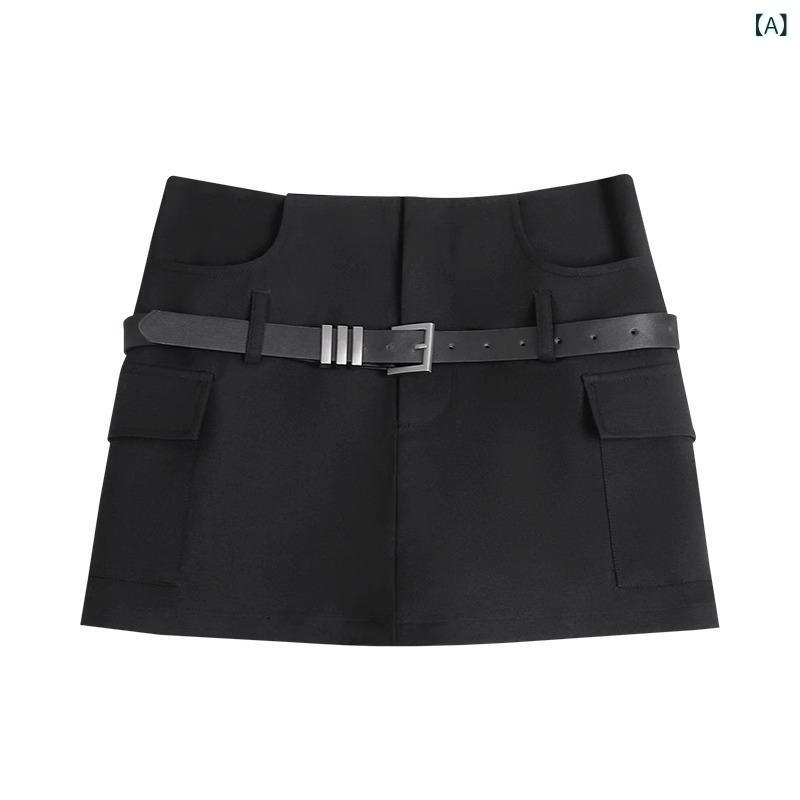 スカート レディース グレー 高級感 Aライン ミニスカート スーツ風 ハイウエスト スクール風 着痩せ効..