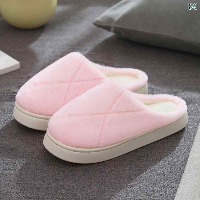 スリッパ 男女兼用 カップル 秋冬 冬用 裏ボア 厚底 保温 防寒 滑り止め ルームシューズ 室内履き フェイクファー もこもこ ふわふわ