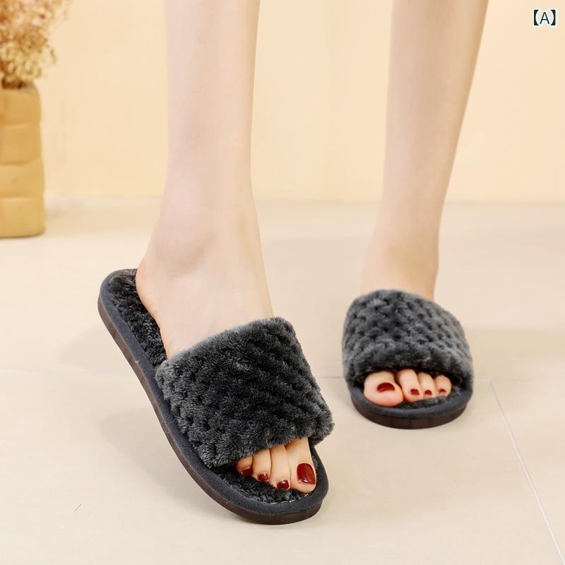 スリッパ レディース エレガント 麦穂柄 もこもこ ファー ワンストラップ 外履き 室内履き らくちん 秋冬