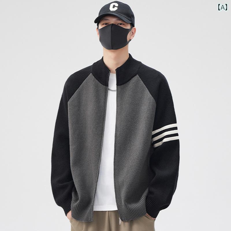 ・カテゴリ: ニットカーディガン・スタイル: カーディガン・テイスト: 韓国・フィット: ルーズ・ネックライン: スタンドカラー・袖丈: 長袖・厚さ: 普通・詳細: 配色切り替え・主な素材: 綿65%・機能: 洗濯機洗い可、高弾力・カラー展開: ブラック、グレー、アプリコット・サイズ展開: M、L、XL、XXL