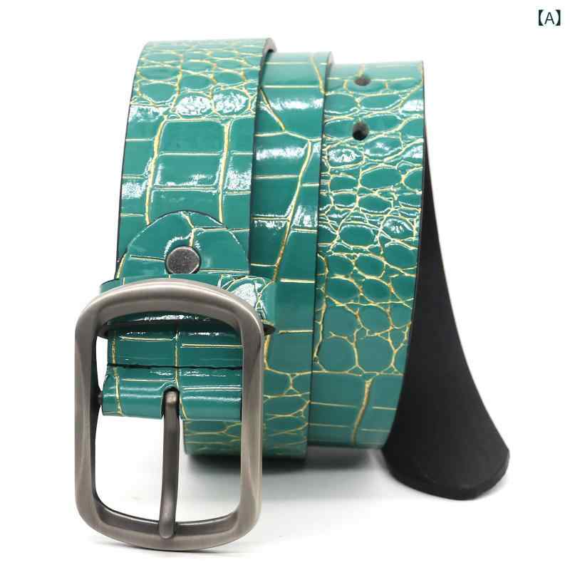 ベルト メンズ レディース PUレザー 合成皮革 クロコダイル柄 鰐柄 ピンバックル シンプル レトロ ヴィンテージ ファッション トレンド 高級感 ウエストベルト