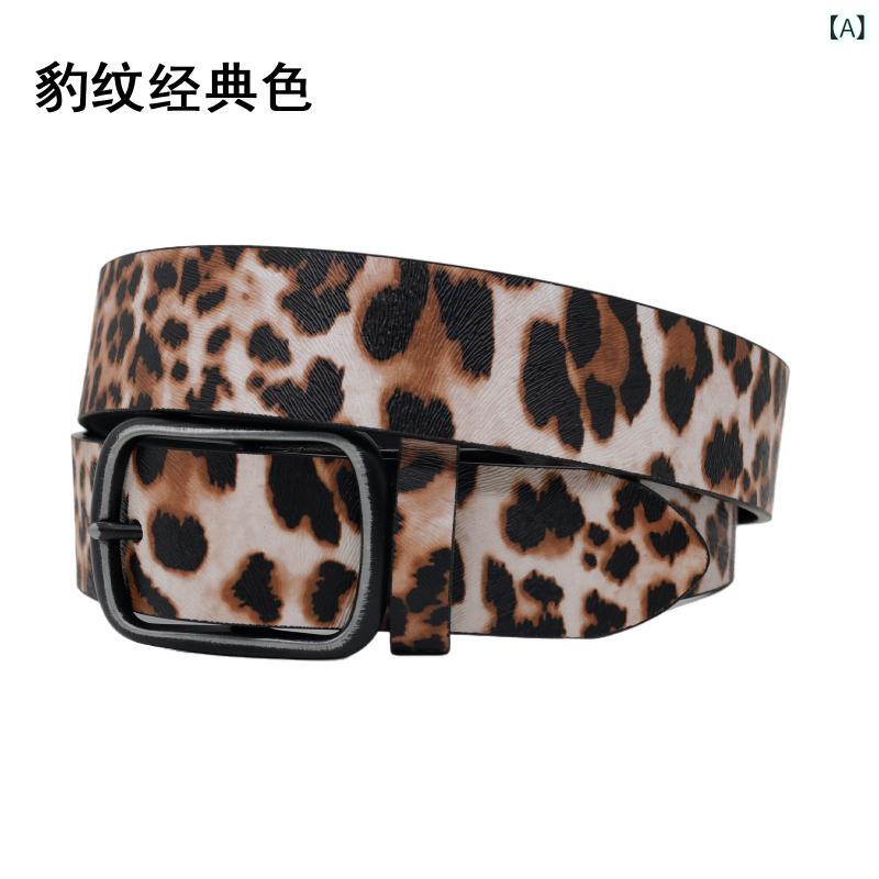 ベルト メンズ レディース PUレザー 合皮 動物柄 アニマル柄 ヒョウ柄 ヘビ柄 クロコダイル柄 ピンバッ..