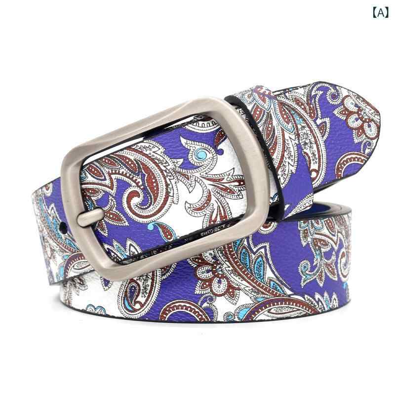 ベルト レディース メンズ レトロ ヴィンテージ 花柄 エンボス加工 ボヘミアン エスニック 高級感 PUレ..