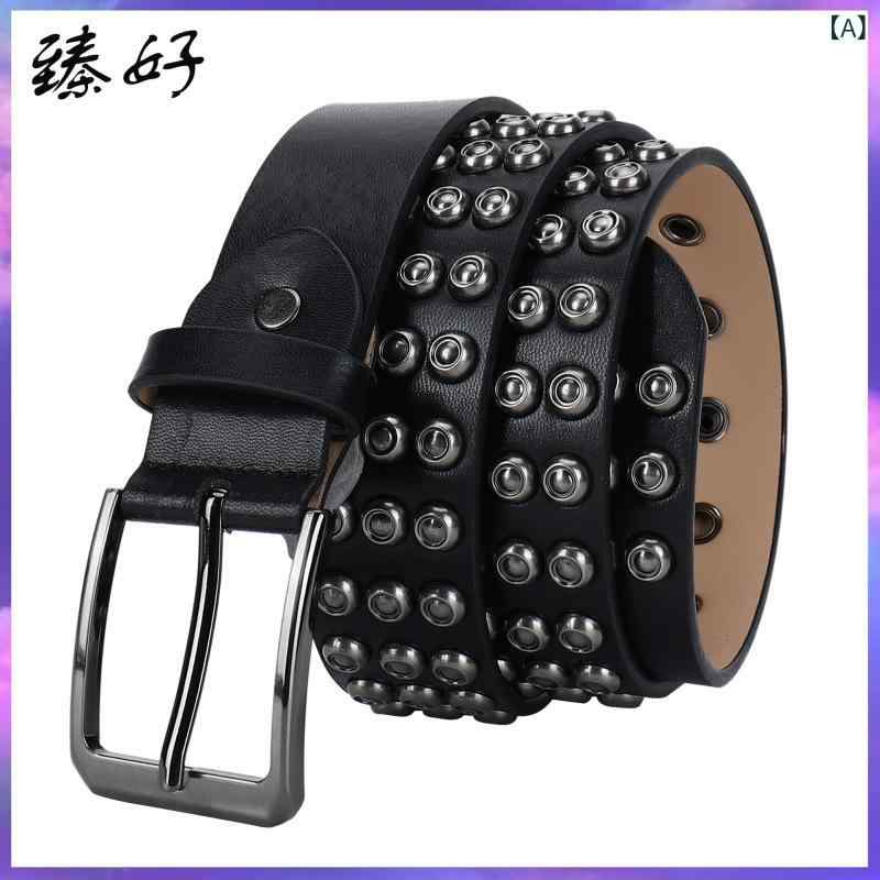 ベルト ユニセックス メンズ レディース 本革 牛革 合金製 針バックル 欧米風 ヒップホップ パンク ス..