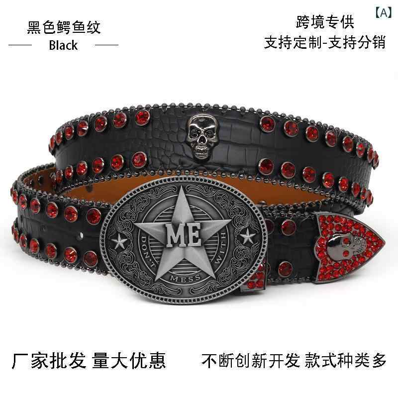 ベルト メンズ 男性用 PUレザー クロコダイル柄 ダークスタイル パンク ロック 個性的 ファッション ラ..