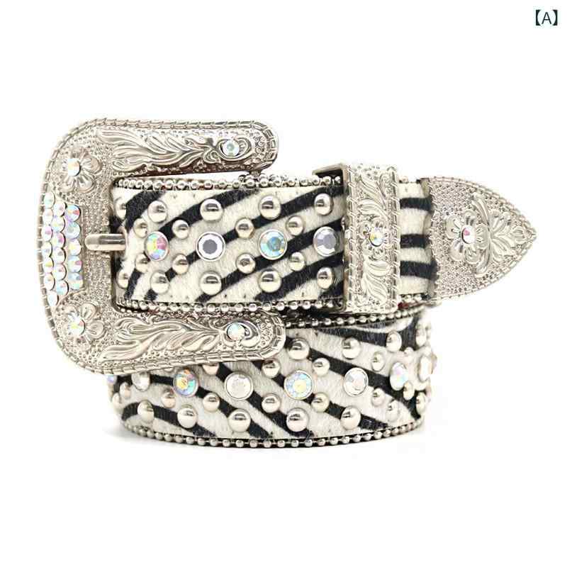 ベルト 男女兼用 ラインストーン スタッズ ピンバックル パンク ロック 欧米風 デニム ジーンズ 合皮 ..