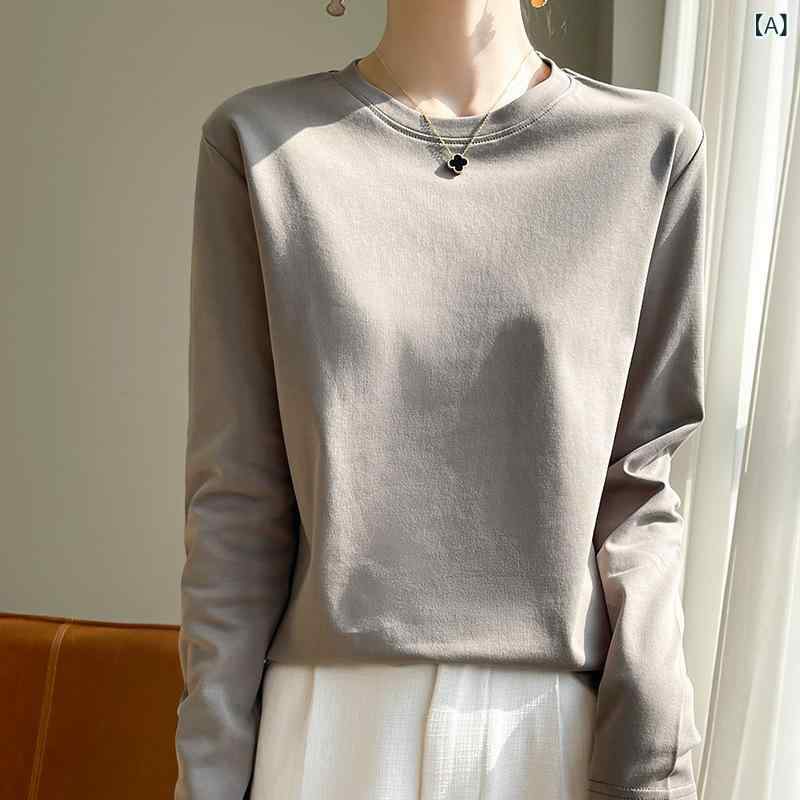 樂天商城 - Tシャツ レディース クルーネック 長袖 プルオーバー パフスリーブ スリムフィット 綿 春夏 白 インナー カジュアル きれいめ 高級感