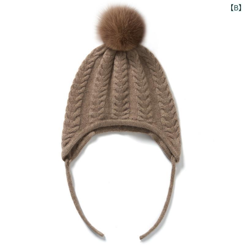 narukiのニット帽 レディース カシミヤ 秋冬 プレミアム 上質 防寒 保温 暖かい 耳あて付き ポンポン ケーブル編み アラン模様 アウトドア カジュアル 普段使い デイリーユース｜アングル2