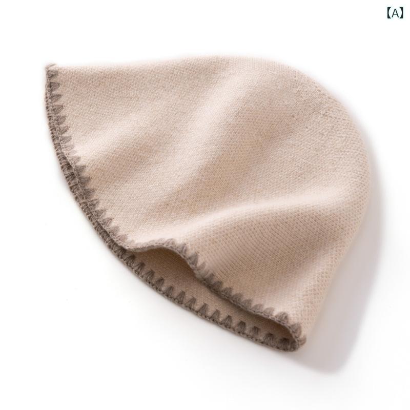 ニット帽 レディース 女性用 カシミヤ 秋冬 防寒 保温 耳あて ルーズ つばなし 切り替え 配色 カジュア..