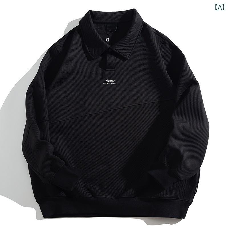 トップス メンズ 大きいサイズ ゆったり ビッグシルエット ポロ襟 長袖 カジュアル 春秋 ポリエステル..