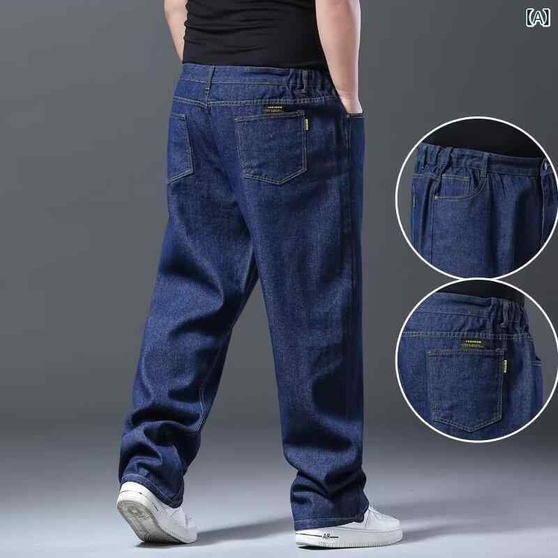 デニムパンツ メンズ 大きいサイズ ビッグサイズ ゆったり ルーズフィット ストレート 体型カバー 春秋 トレンド 韓国風 コットン 綿 ..