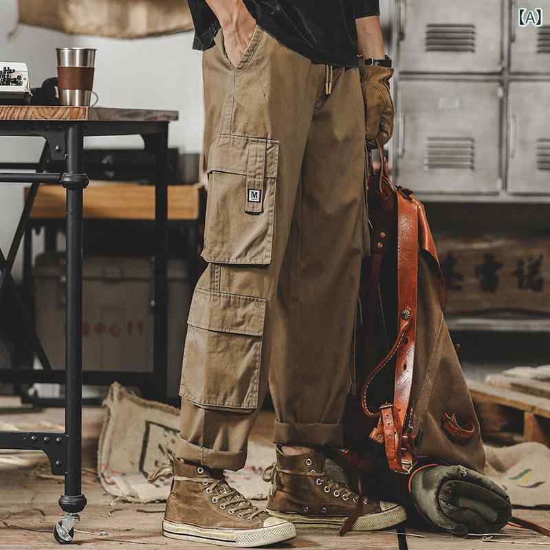 Collaboration - カーゴパンツ ワークパンツ メンズ 男性用 アメカジ レトロ ヴィンテージ ゆったり ルーズ ビッグシルエット ストレート 大きいサイズ ビッグサイズ コットン 裏起毛 ロング丈 秋冬