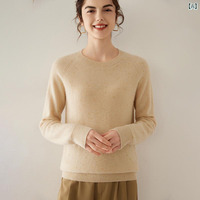 樂天商城 - ニット レディース 女性用 秋冬 カシミヤ ラウンドネック 丸首 長袖 ロングスリーブ ゆったり ルーズ ビッグシルエット 厚手 暖かい 柔らか 肌触り 保温性 着回し 無地 赤 レッド オフィス カジュアル 通勤 トップス
