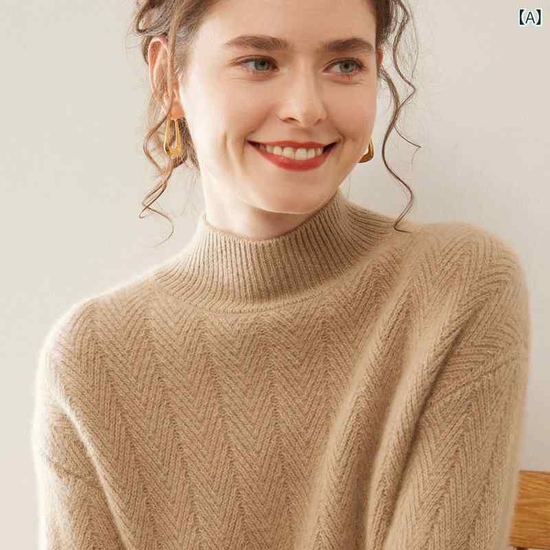 トップス レディース カシミヤセーター アラン模様 ハイネック プルオーバー 秋冬 厚手 保温 あったか ゆったり ルーズ 着痩せ オフィ..