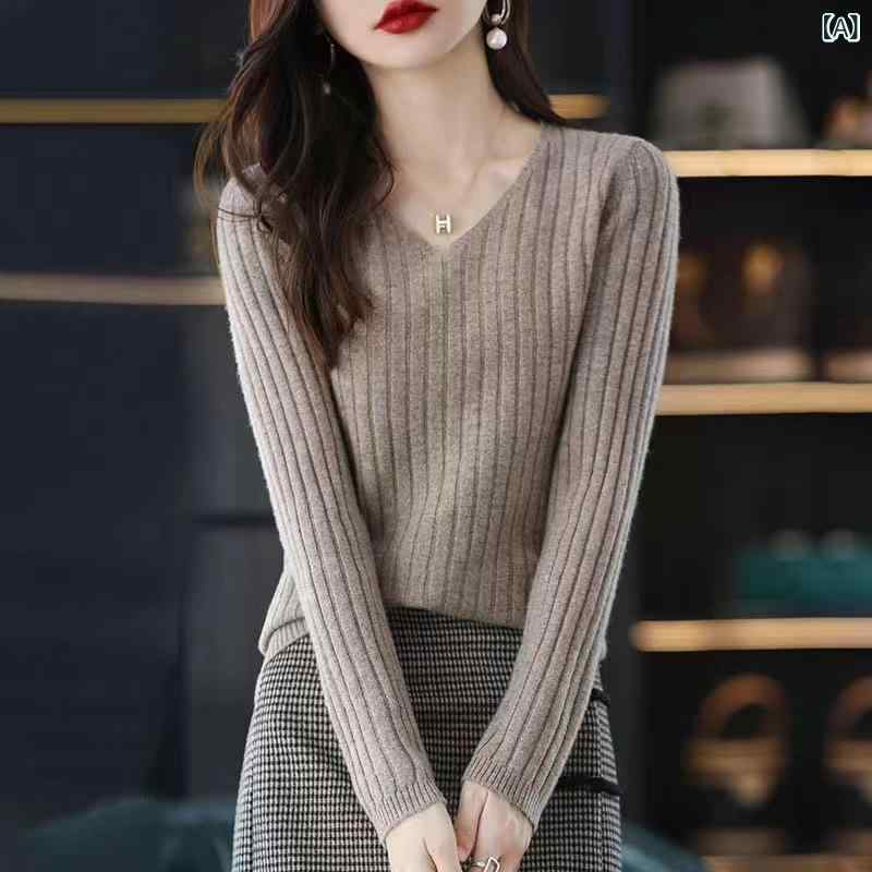 ニット レディース 春夏 Vネック 長袖 シンプル 無地 リブ編み 細見え スリム フィット 伸縮性 ストレッチ 再生繊維 トップス カットソー インナー 普段使い オフィス カジュアル 着回し