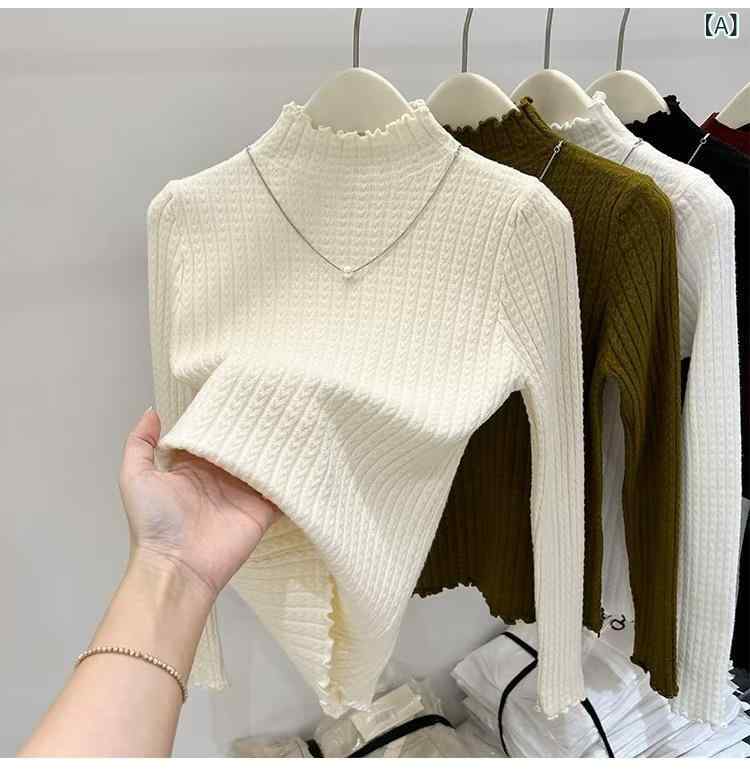 ・主な素材: ビスコース繊維 30%〜50%未満・フィット: スリム・着丈: ミドル丈・カラー展開: ベージュ、ホワイト、ブラック、オリーブグリーン・サイズ展開: フリーサイズ・スタイル: 知的、エレガント・伸縮性: 高い・生地: コアスパンヤーン・袖丈: 長袖・ネックライン: モックネック