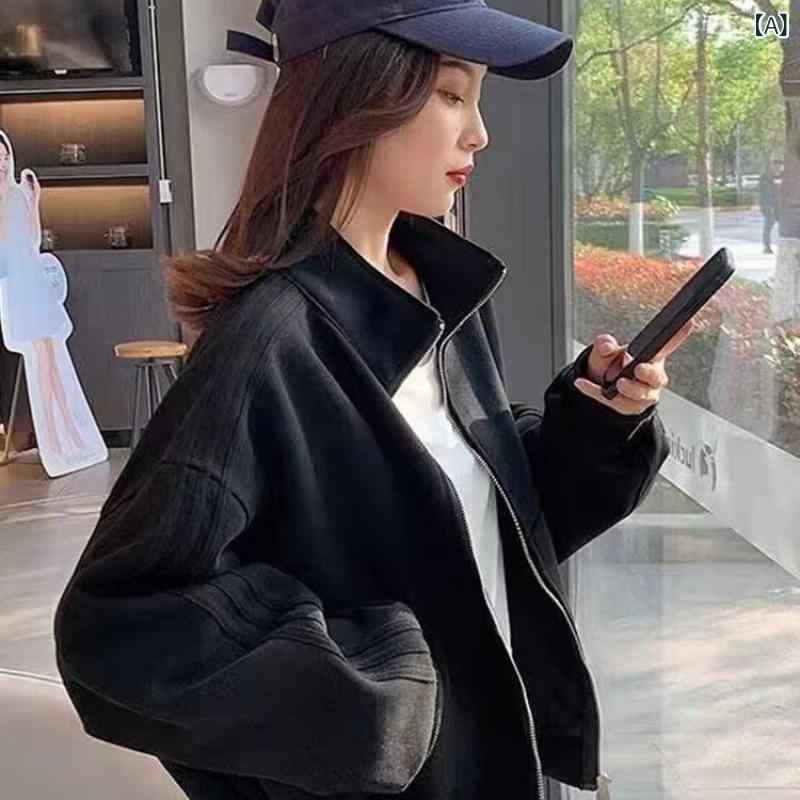 ジャケット レディース ショート丈 ゆったり 春夏 野球服 スポーツアウター カジュアル スタイルアップ 着痩せ効果 羽織り スタンドカラー ジップアップ 綿混素材 着回し抜群 無地 ストリート 切り替えデザイン